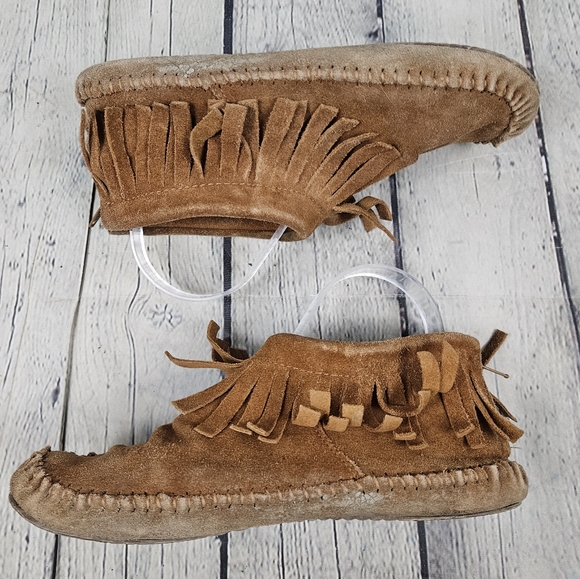 SOFTMOC | heel zip fringe suede leather moccasin - Picture 4 of 10